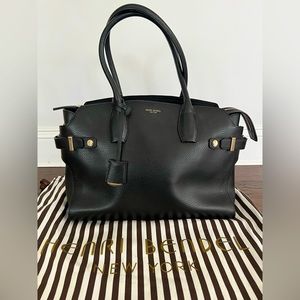 Henri Bendel Black Leather Carlye Tote Handbag